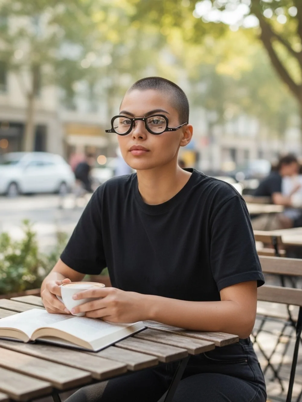 Black Round Reading Glasses +1.00 - Small Frame with Extended Arms Vintage Style